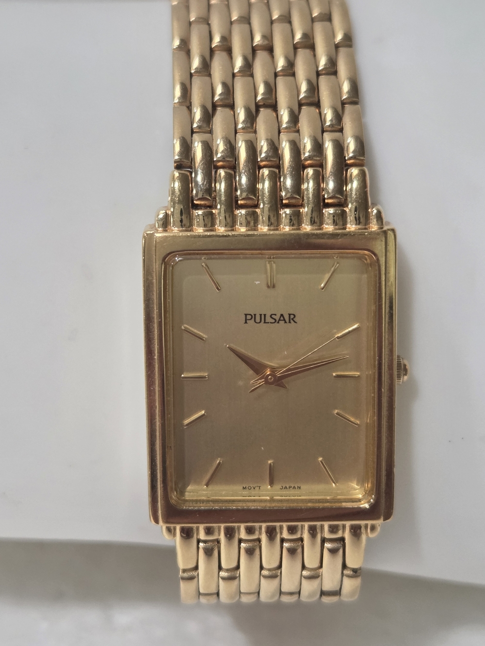 Pulsar By Seiko Gold Tone Rectangular Bracelet Watch